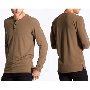 CUTS Men's Brown Split Hem Spruce Signature-Fit Pro LS Henley Shirt XXL NWOT